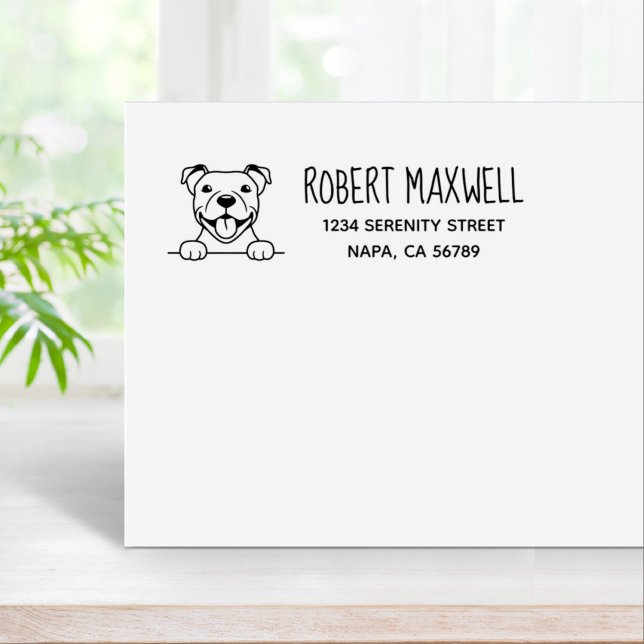 Returadress för leende Pit Bull Dog Stämpel (Skapare uppladdad)