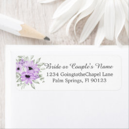 Returadress för Lila av vattenfärgen i elegant Blo Returadress Etikett