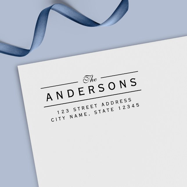 Returadress för Line Elegant Family Namn Självfärgande Stämpel (Skapare uppladdad)