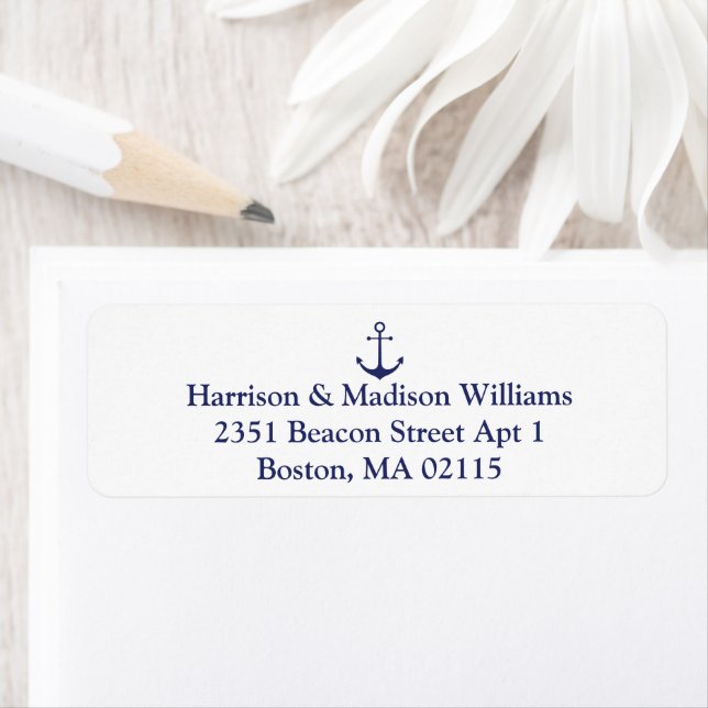 Returadress för marinblå anpassningsbar returadress etikett (Insitu)