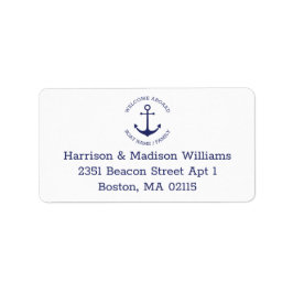 Returadress för marinblå monogram för marinankare adressetikett