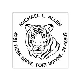 Returadress för markerad tigerrunda stämpel