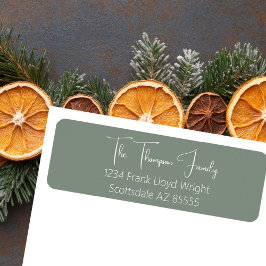 Returadress för minimal Elegant Sage-skript Returadress Etikett