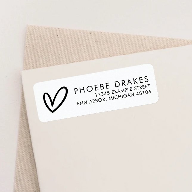 Returadress för minimal Möhippa i svartvitt Returadress Etikett (Skapare uppladdad)