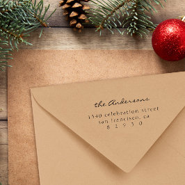 Returadress för minimalistisk typgrafi-familjskrip självfärgande stämpel