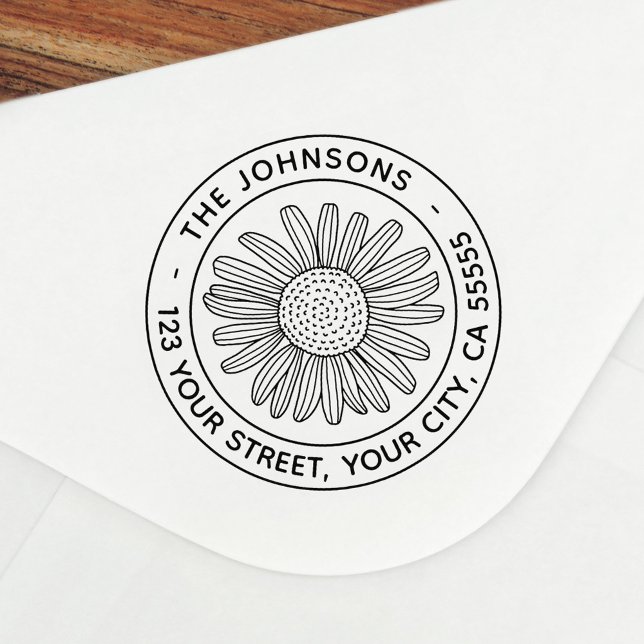 returadress för modern blommigt för daisy-blomma självfärgande stämpel (Skapare uppladdad)