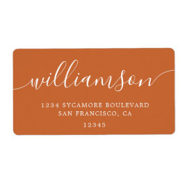 Returadress för Modern Burnt Orange Script Family Fraktsedel
