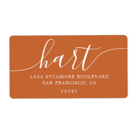 Returadress för Modern Burnt Orange Script Family Fraktsedel