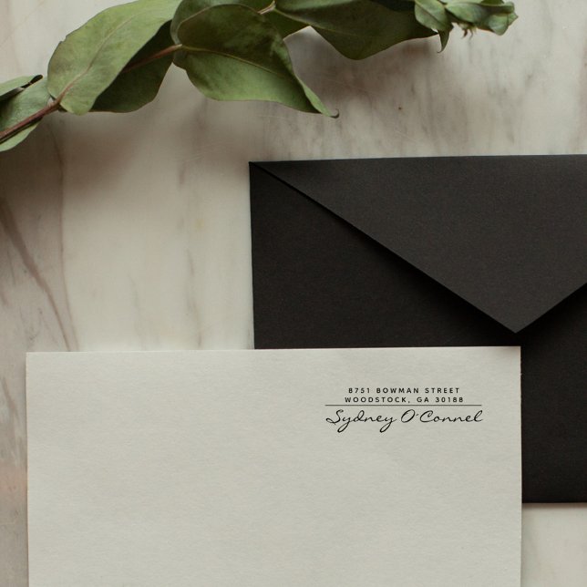 Returadress för modern minimal skriptAnpassningsba Självfärgande Stämpel (Modern Script Custom  Elegant Professional Return Address Stamp)