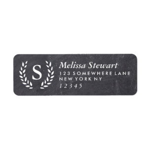 Returadress för Monogram för svart tavlalagrarkr Etikett