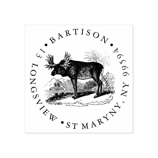 Returadress för moose ROUND Stämpel (Tryck)