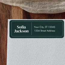 Returadress för Mörk grönt Namn-skript i elegant