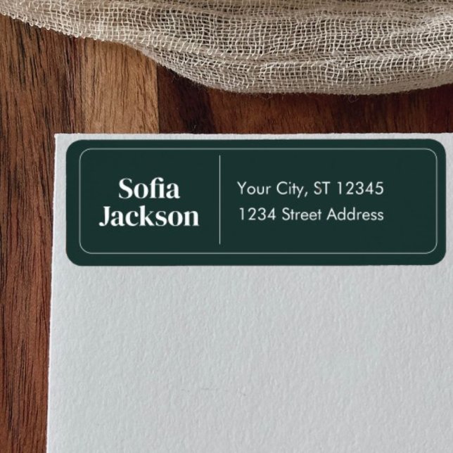 Returadress för Mörk grönt Namn-skript i elegant Etikett (Skapare uppladdad)