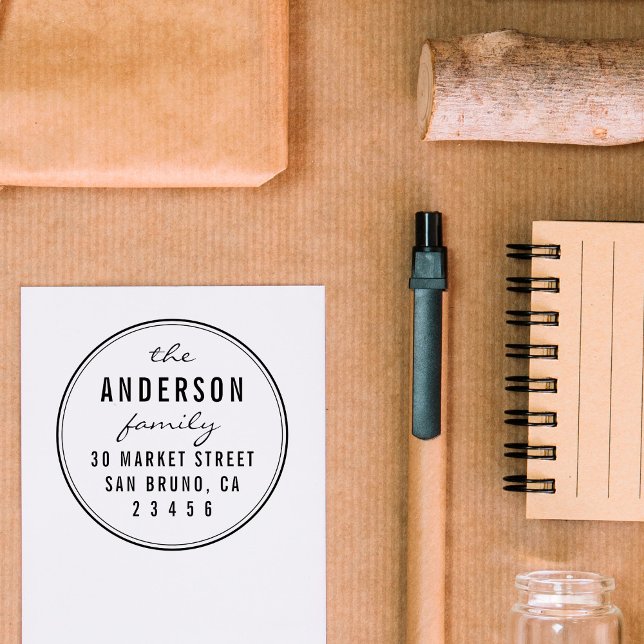 Returadress för Namn-runda i Anpassningsbar-skript Självfärgande Stämpel (Skapare uppladdad)