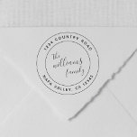 Returadress för Namn-runda i Anpassningsbar-skript Stämpel<br><div class="desc">Skapa din egen familj namn frimärke med enkel typografi och en elegant runt logotyp. Den här returadressen frimärke har ett cirkeltextskript. Perfekt för land och rustiskt bröllop eller någon familjs post! Byt namn till ett pars namn för bröllopsstämpel! Klicka på "Anpassa den här mallen" om du vill ändra ordalydelsen. Om...</div>