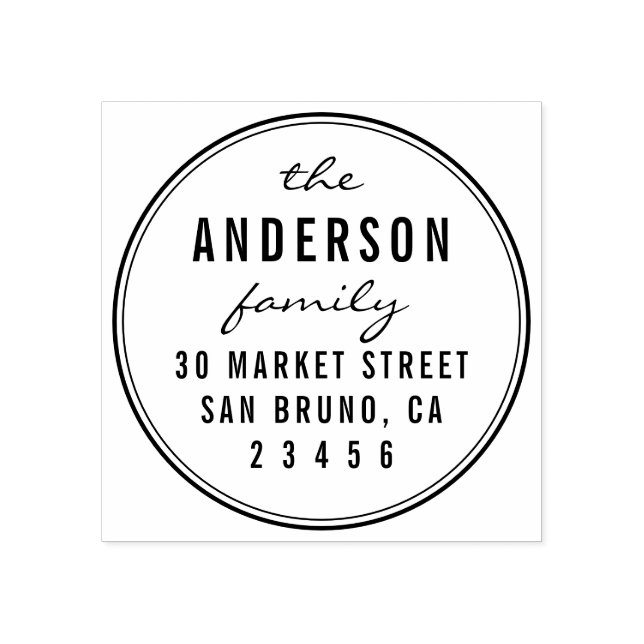 Returadress för Namn-runda i Anpassningsbar-skript Stämpel (Tryck)