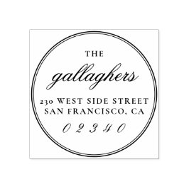 Returadress för Namn-runda i Elegant-skript Stämpel