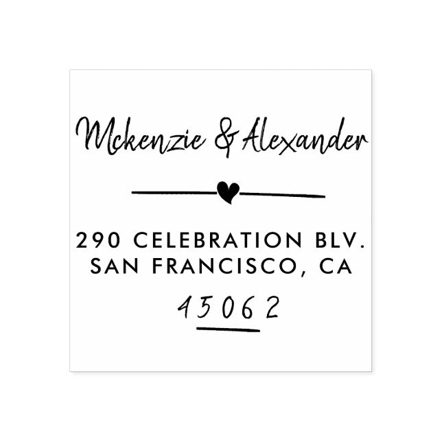 Returadress för Namn, skriven med Cute Heart & Han Stämpel (Tryck)