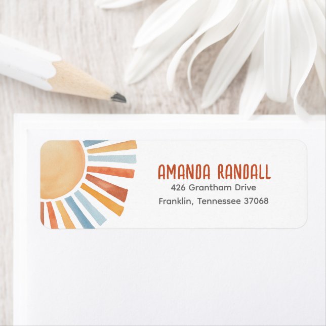 Returadress för Neutral babyskor med solsken Etikett (Insitu)