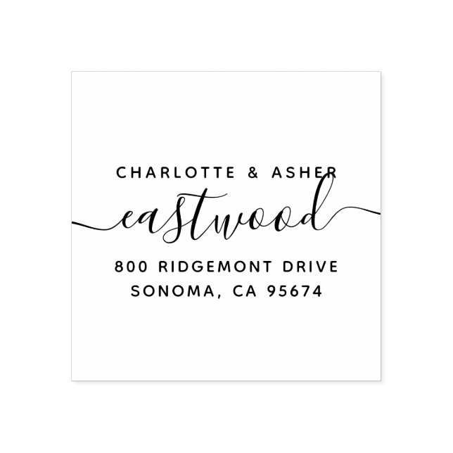 Returadress för New lyweds Script Monogram Stämpel (Tryck)