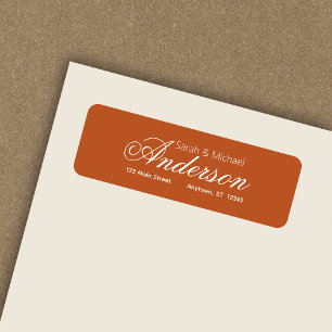 Returadress för Orange av Mörk för chic Calligraph Etikett
