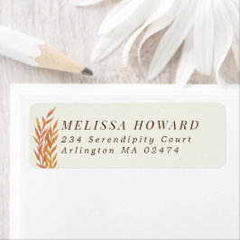 Returadress för orange Leafy Grenar Returadress Etikett