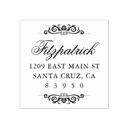 Returadress för Ornate Family Namn-skript Stämpel