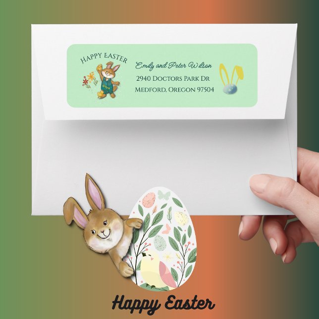 Returadress för Påskhare av ljud Returadress Etikett (Cute Easter Bunny Return Address Label )