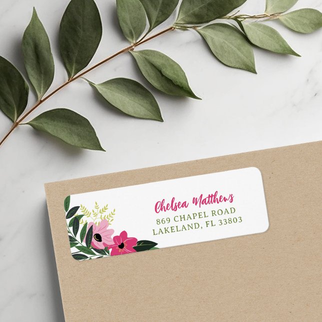 Returadress för Personlig av tropisk Blommigt Returadress Etikett (Skapare uppladdad)