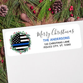 Returadress för polistunnelblått ljus - jul etikett