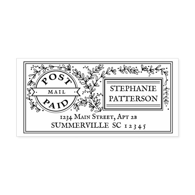 Returadress för postElegant för Betalat Blommigt Stämpel (Tryck)