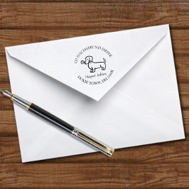 Returadress för Red Smooth Dachshund Tecknad Självfärgande Stämpel