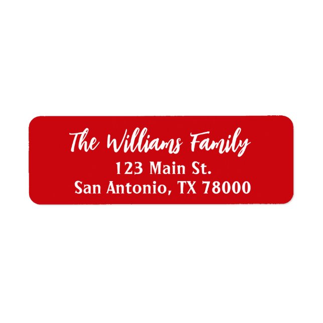 Returadress för röd julskript returadress etikett (Framsidan)