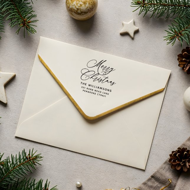 Returadress för Romantic God jul Script Stämpel (Skapare uppladdad)