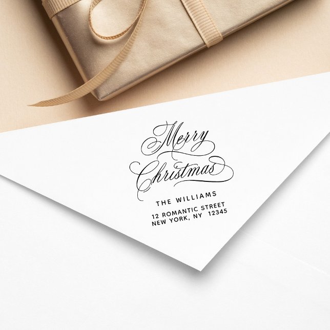 Returadress för Romantic God jul Script Stämpel (Skapare uppladdad)