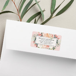 Returadress för Rosa av antikisk Blommigt Adressetikett