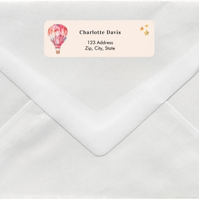 returadress för rosa av luftballong returadress etikett (Skapare uppladdad)