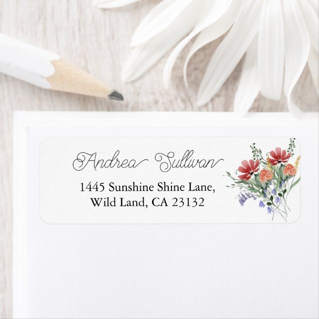 Returadress för Rosa av minimalistisk WildblomMörk Etikett (Insitu)