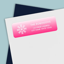 Returadress för Rosa av snöflingor Returadress Etikett