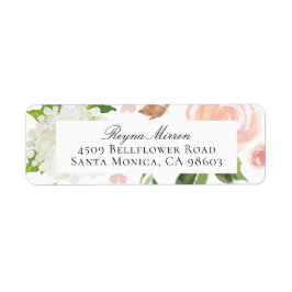 Returadress för rosa och vit Blommigt Returadress Etikett