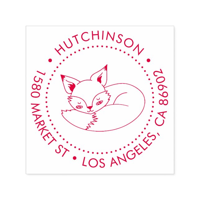 Returadress för rundad fox-familj, handritad självfärgande stämpel (Design)