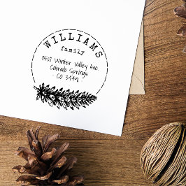 Returadress för Rustic HandWrite Gräs Cone-familje Stämpel