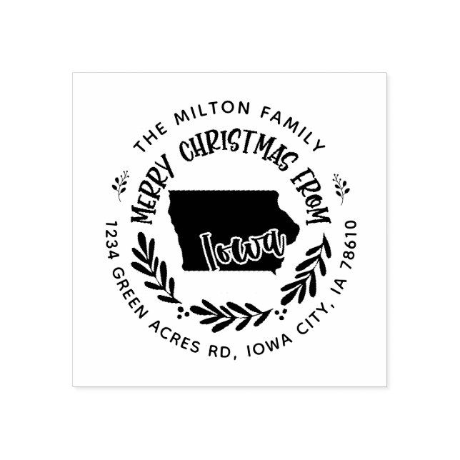 returadress för rustic iowa god jul stämpel (Tryck)