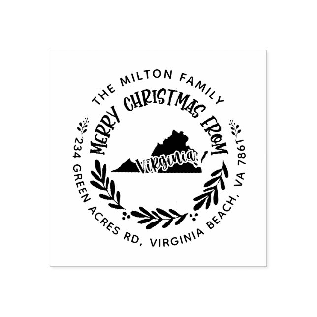 returadress för rustic virginia god jul stämpel (Tryck)