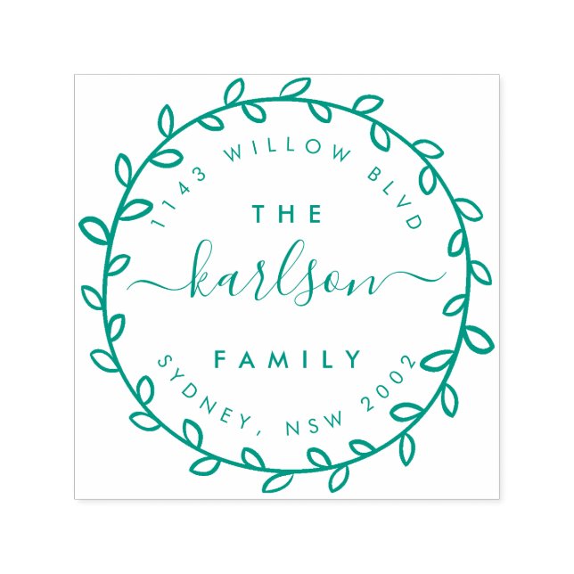 Returadress för Rustik skript och andekransfamilj  Självfärgande Stämpel (Design)