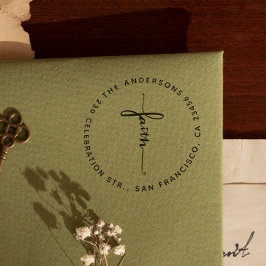 Returadress för Script Faith Kor Round Självfärgande Stämpel