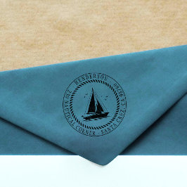 Returadress för segelbåtar, nautisk termisk, rund stämpel