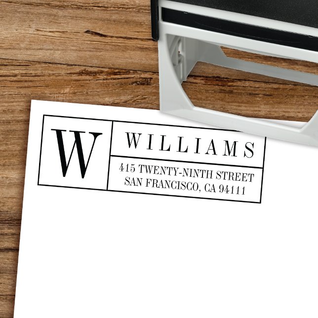 Returadress för självkontroll i klassiskt monogram självfärgande stämpel (Skapare uppladdad)