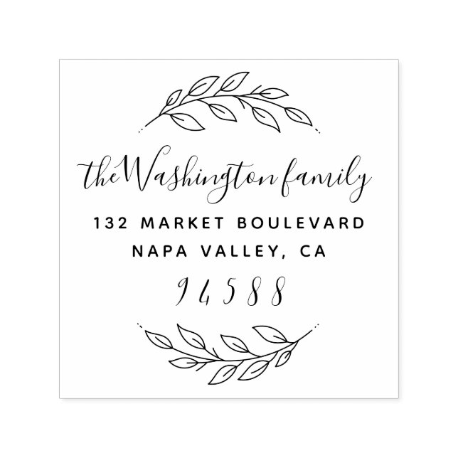 Returadress för skript i Family Namn Hand Självfärgande Stämpel (Design)