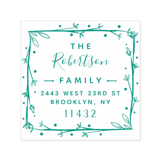 Returadress för skriptfamilj för Rustik kvadratisk Självfärgande Stämpel (Design)